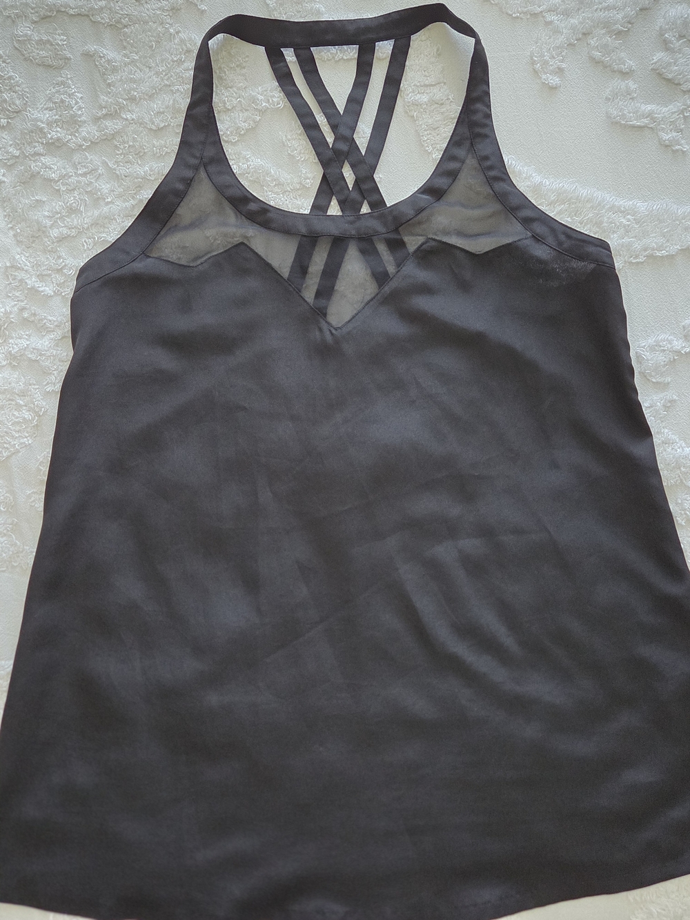 Black Strappy Mesh Y-Back Camisole Top